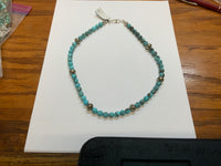 Navajo style Pearls in Sterling-Silver Kingman Turquoise.  A.S.   NAVPRL.SILVERTURQ