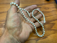 Handcrafted Mother of Pearl 6mm beads with sterling silver, 20”, SR1022. USA made FREE SHIPPING IN THE CONTINENTAL USA.