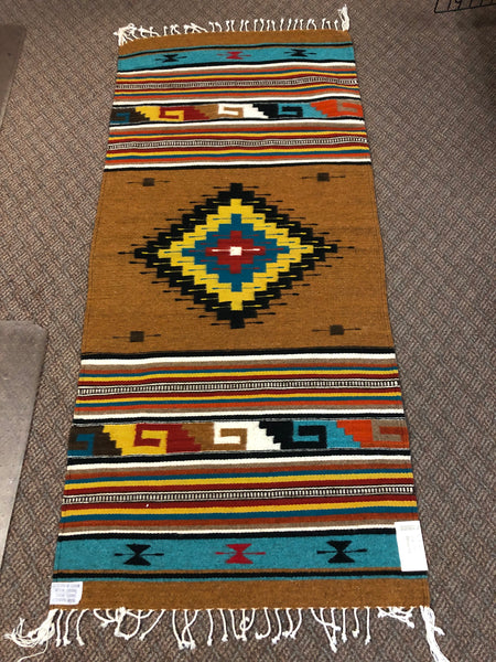 Zapotec handwoven wool rug in a 30” x 60” size.  #0020