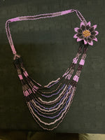 Side flower multi colt seed bead necklace