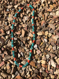 Genuine Natural Turquoise wafers with genuine Spiney Oyster Shell 23” A.S.  CAMP-4 FREE SHIPPING IN THE CONTINENTAL USA.