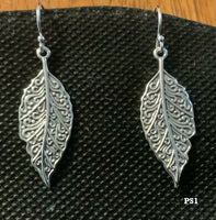 Sterling silver big leaf earrings.  PS1