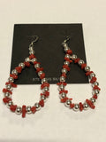 Natural Italian red Coral and sterling silver earrings JK-41.