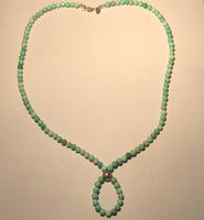 Genuine Turquoise Buddha loop necklace with sterling silver beads and clasp.  21” by A.S.AS 600 FREE SHIPPING IN THE CONTINENTAL USA.