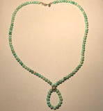 Genuine Turquoise Buddha loop necklace with sterling silver beads and clasp.  21” by A.S.AS 600