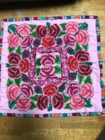 Vintage fabrics put together to form a one of a kind pillow cover.  Pink garden