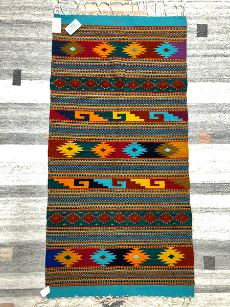 Zapotec handwoven rug in wool.  1032