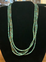 Natural green turquoise heishi in 4 strand with sterling silver 17.5”. By A.S.  CAMP14