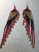 Guatemalan handcrafted glass seed bead earrings in Angel Wings motif