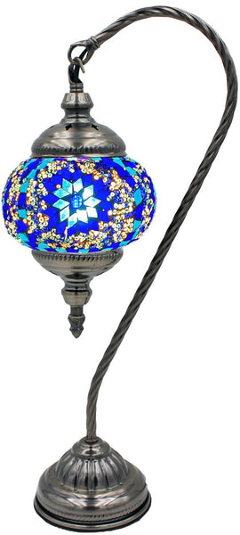 Handcrafted Mosaic glass inlay globe with lamp, 18" tall, #123