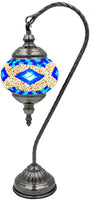 Blue gooseneck mosaic glass lamp