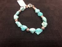 Genuine Campitos Matte finish genuine turquoise with sterling silver. 7.5” 6 BRAC