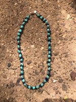 Genuine Campitos Turquoise with Genuine Lapis chips and sterling silver beads and clasp.  16” choker style by A.S.    AS606 FREE SHIPPING IN THE CONTINENTAL USA.