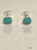 Sterling silver and genuine turquoise dot post earrings. PS4