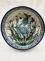 Blue rim extra large salad bowl