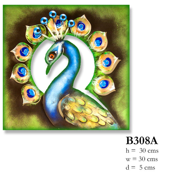 Rectangular Peacock plaque eith opening around the peacock head.