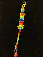 Glass bead gecko bracelet in rainbow colors