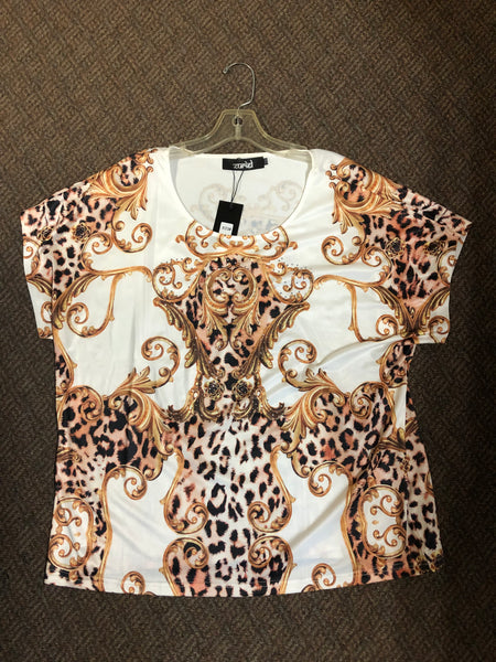 Luxury Blouse with printed chain design. Was $22.95, now $5.74 after auto discount.