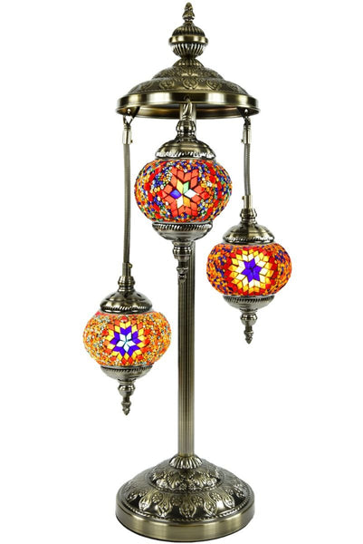 Triple Mosaic Glass Lamp with 3 handcrafted stained glass globes.  350