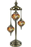 Triple Mosaic glass lamp with 3 handcrafted stained glass globes   355