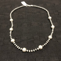 Navajo Pearl style 20” necklace in oxidized sterling silver.  Handcrafted SR149