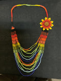 Side flower multi colt seed bead necklace 