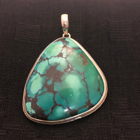 Turquoise stone pendant handcrafted in sterling silver  Z-2