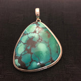 Turquoise stone pendant handcrafted in sterling silver  Z-2