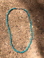 Genuine Campitos Turquoise With sterling silver beads and clasp.  20” by A.S.  AS-607 FREE SHIPPING IN THE CONTINENTAL USA.