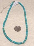 Genuine Turquoise and sterling silver adjustable length choker necklace. (14” to 16”)   SR137 FREE SHIPPING IN THE CONTINENTAL USA.