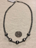 Navajo Pearl style 15” necklace in oxidized sterling silver. SR148