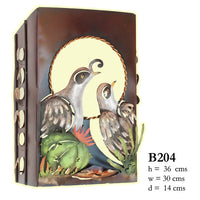 Rectangular candleholder with quail