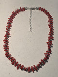 Genuine Italian Red Coral and sterling silver choker necklace made in USA.  SR142 FREE SHIPPING IN THE CONTINENTAL USA.