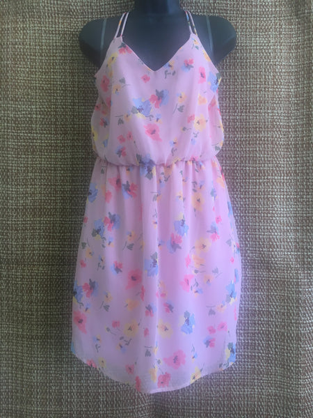 Pink sun dress with straps