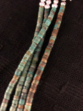 Natural green turquoise heishi in 4 strand with sterling silver 17.5”. By A.S.  CAMP14 FREE SHIPPING IN THE CONTINENTAL USA.