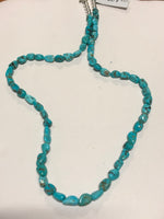 Genuine Kingman Turquoise with sterling silver necklace.  JK-40. 18”