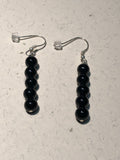 Black Onyx and sterling silver earrings.  Handcrafted in the USA. 6mm stone beads  SR101