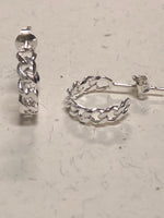 Sterling silver mini chain hoops with posts.  PS3