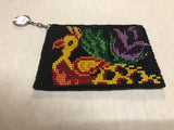 Guatemalan handcrafted Glass seed bead change purse with key ring