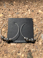 Sterling silver hoop earrings with oxidized beads, 45mm by A.S.  15