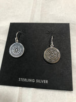 Sterling silver circular mandala earrings. PS22