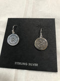 Sterling silver circular mandala earrings. PS22