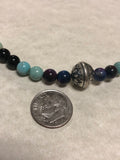 Sterling silver, genuine turquoise, purple tiger eye, mother of Pearl, green sediment Jasper necklace.  SR114 FREE SHIPPING IN THE CONTINENTAL USA.