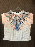 Luxury Blouse with printed feather design.  Was $32.95 now $8.24 after auto discount.
