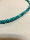 Natural Gem Quality Turquoise necklace. Almost 20” long.  Sterling silver  JK-7