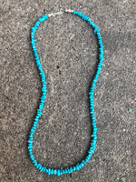 Genuine Campitos Turquoise With sterling silver beads and clasp.  20” by A.S.  AS-607 FREE SHIPPING IN THE CONTINENTAL USA.