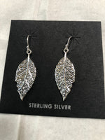 Sterling silver big leaf earrings.  PS1
