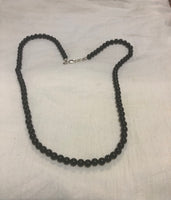 Black Onyx 24” necklace with Sterling Silver. 6mm stone beads.  SR106