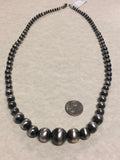 Navajo Pearl style in oxidized sterling silver.  20” and handcrafted in USA.  SR150