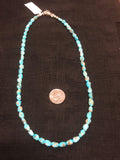 Castle dome Turquoise necklace, natural color 17” with sterling silver.  JK21